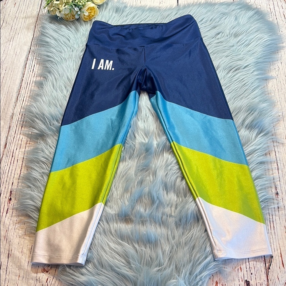 Goldsheep I AM. Colorblock Chevron Crop Leggings sz S